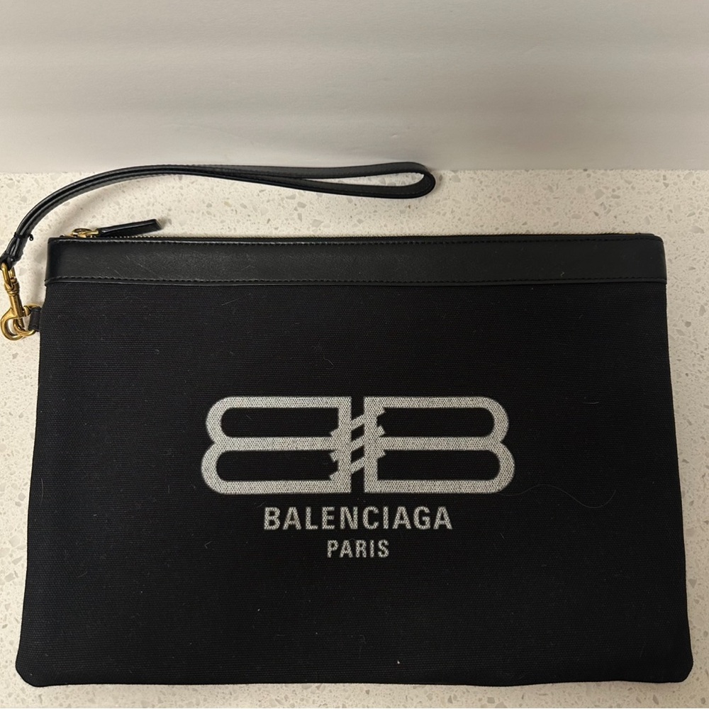 Balenciaga Jumbo Logo Pouch Wristlet